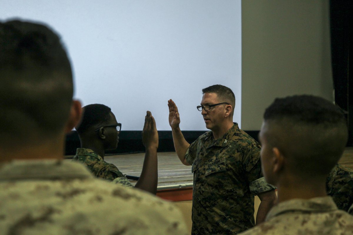 USMC's tweet photo. Although the Commandant's Retention Program has come to a close, the MMEA will continue to expedite the reenlistment requests as they are received. 

At the end of the event, Cpl. Andrew Ochieng was called to the front and reenlisted on the spot. 

#TalentManagement2030 https://t.co/hMCkh0zpop
