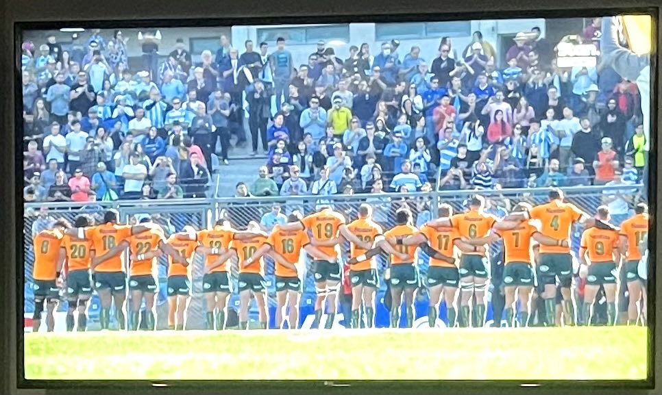 Advance Australia Fair! And go you good things! Another early Sunday morning and 🤞for another win by ⁦<a href="/wallabies/">Wallabies</a>⁩ #ARGvAUS