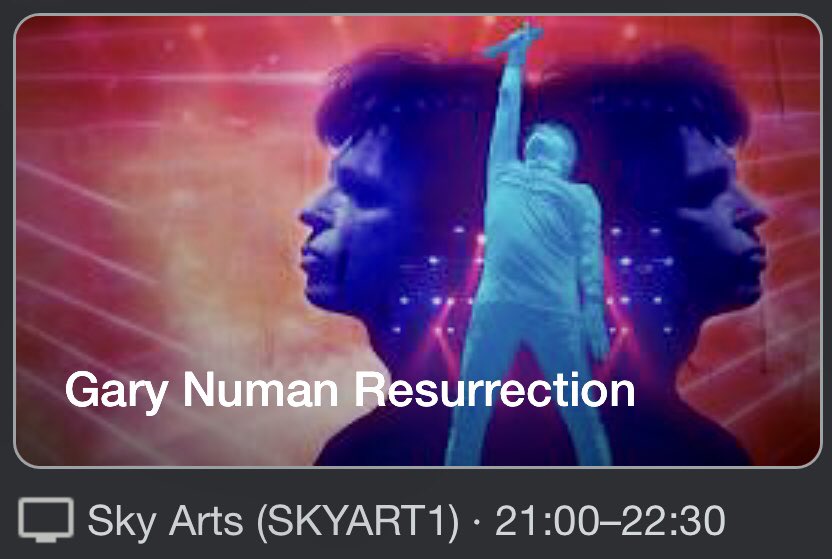 numanofficial's tweet photo. Gary Numan - Resurrection. The new documentary at 9pm this evening on Sky Arts. https://t.co/u4j5JxQapc