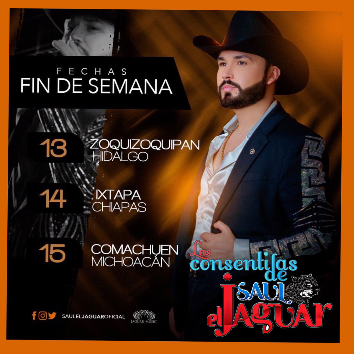 VzKimbely's tweet photo. Fechas Fin De Semana De Nuestro Consentido @sauleljaguar 
🟠13 De Agosto Zoquizoquipan, Hidalgo.
🟠14 De Agosto Ixtapa, Chispas.
🟠15 De Agosto Comachuen, Michoacán. ¡No Falten!
#Fugaaa #SaulElJaguar #LasConsentidasDeSaulElJaguar #YoSoyFanDeCorazonDeSaulElJaguar https://t.co/eQp3FBGLNm