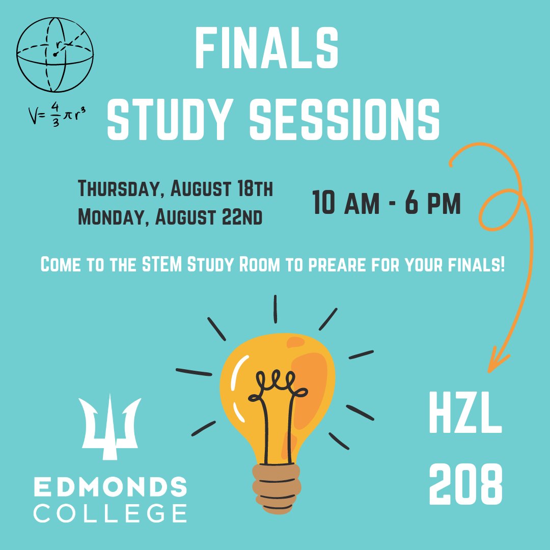 <a href="/ECSTEM67/">Edmonds College STEM</a> 
Do you want a quite place to study? Come in to the STEM study room extended hours for Finals Study Sessions!
edmonds.edu/programs/stem/…