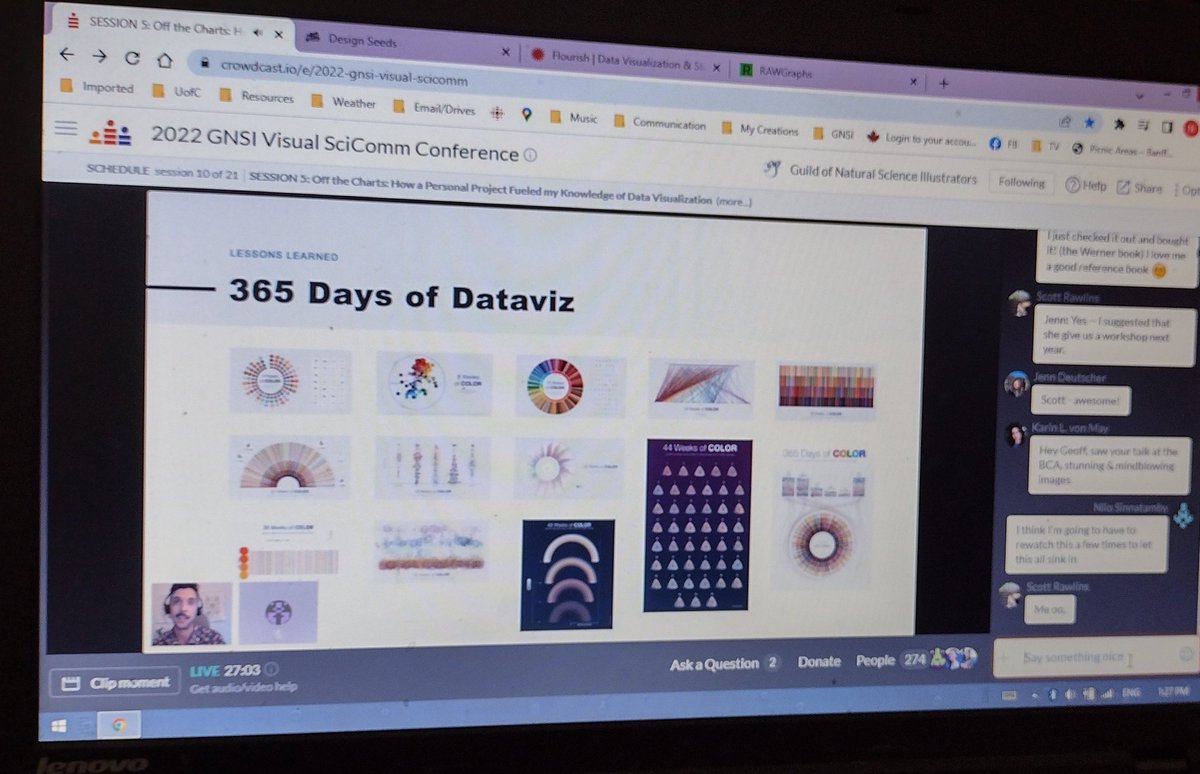 The stars aligned (read as: baby napped) allowing me to watch @medical_vet_art 's GNSI conference talk live! Super cool (and new to me) #DataViz ideas.

#SciArt #VizSciComm