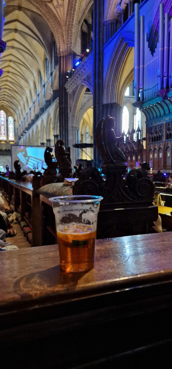 Stand in continuity announcer for Organ Prom @SalisburyCath with 1000 people. Grateful to the nice man who brought me a Pimms to have in my cathedra. @DioSalisbury #salisburysgottalent