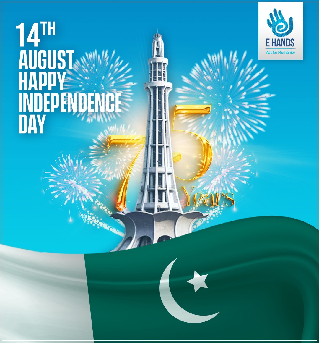 ehands_org's tweet photo. Team E HANDS wishes everyone a very happy Independence Day. 

This Independence Day, let's take a pledge to protect the peace and unity of our great nation.

#DiamondJubileeCelebrations #PakistanAt75 #75thPayKuchKhas https://t.co/C80sslcY5p