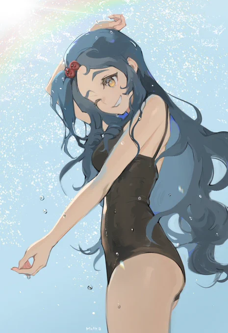 berry enjoying a summer shower 