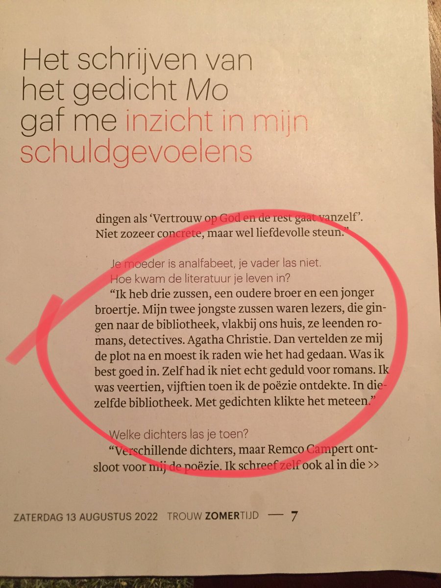 In Zomertijd van ⁦<a href="/trouw/">Trouw</a>⁩ vandaag: Mustafa Stitou, opgegroeid in Lelystad, ontdekte de poëzie in ⁦de bibliotheek⁦. Zo is de bibliotheek een mooie voedingsbodem voor talentontwikkeling. ⁦<a href="/flevomeerbieb/">FlevoMeer Bieb</a>⁩ ⁦#poëzie