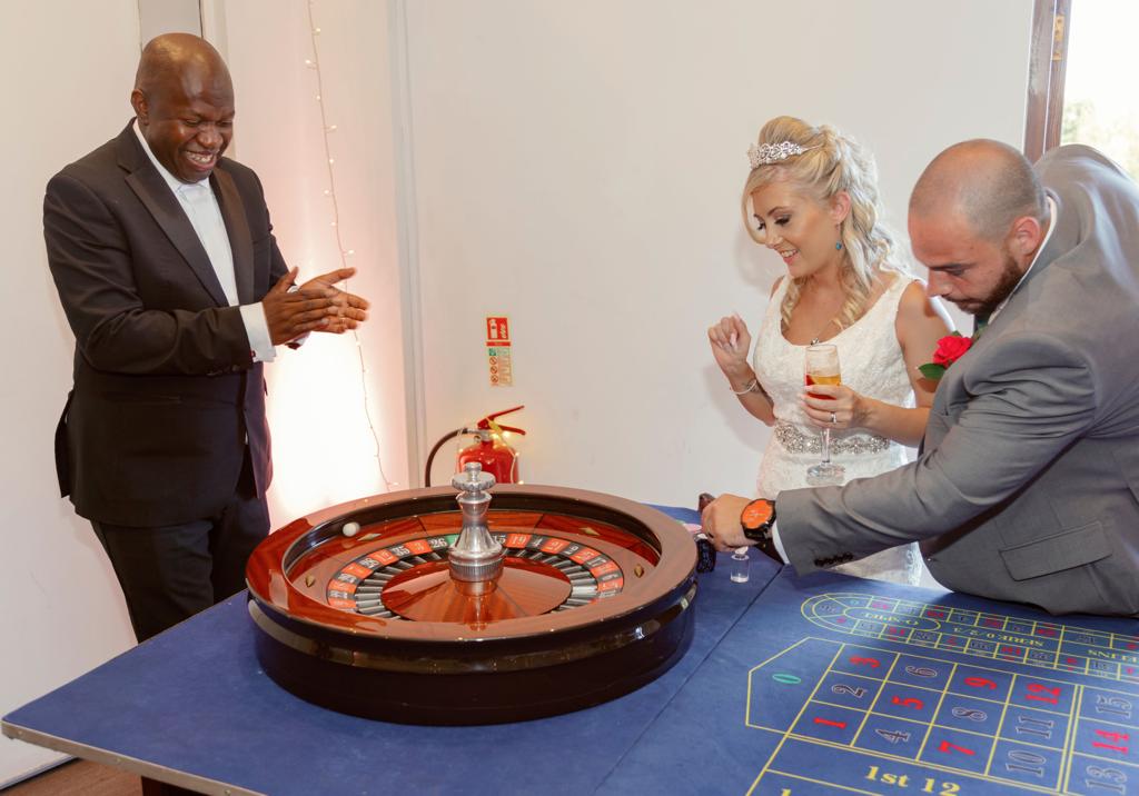The first spin to open the entertainment is for the bride and the groom. Congratulations on your beautiful wedding! #wedding #absolutphotouk #fun #funcasino