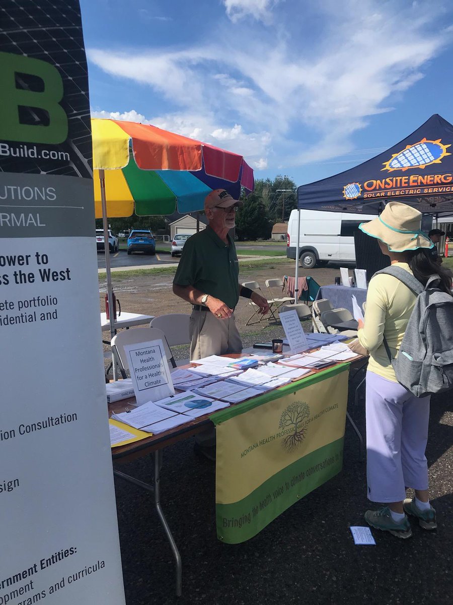 LoriByron2's tweet photo. Butte Energy Fair August 13, 2022. Dr David Gilkey of Mt Tech is tabling for the Montana Health Professionals for a Healthy Climate. Michelle Uberauga of Moms' Clean AIr Force stopped by too! https://t.co/K8Gl1fYcHP