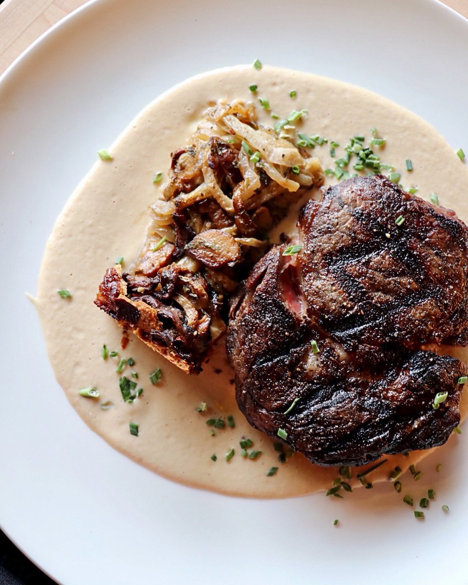 brightside_CLE's tweet photo. // Delmonico Ribeye Steak Frites //
16oz Ohio grass-fed natural beef, beef demi-glace, cippolini & mushroom tart, herbs, soubise. #brightsidecle #brightsidecleveland #ohiocity https://t.co/4OYe3Y464n