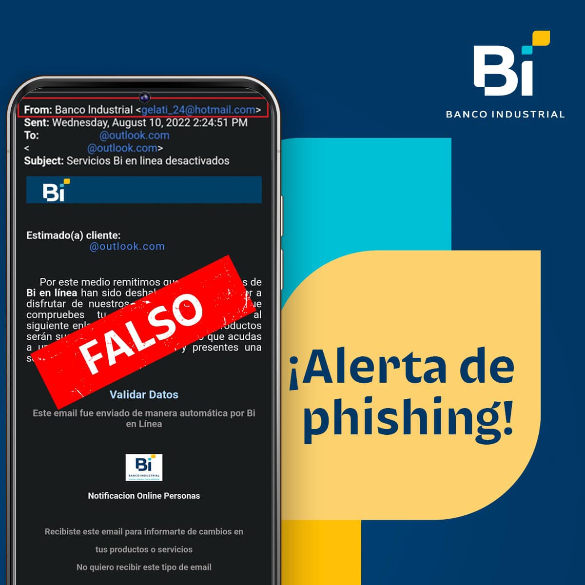 BancoIndustrial's tweet photo. ¡Ten cuidado con el #Phishing! Verifica que la URL de #BiEnLínea sea la oficial antes de ingresar tus credenciales. Conoce más información aquí ► https://t.co/pdCY8z8S3g #SeguridadBi https://t.co/VcYwry9Qh5