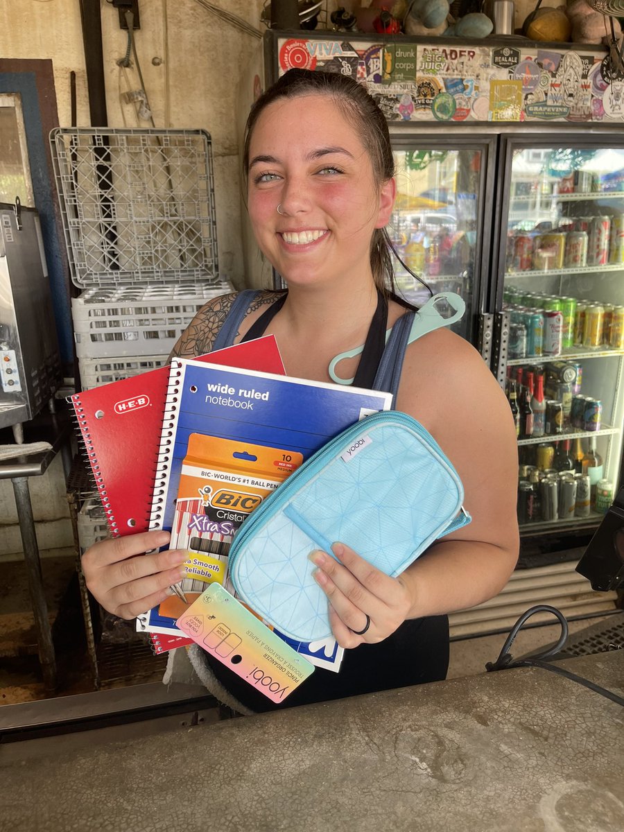 thefriendlyspot's tweet photo. #friendlysaturday Donate school supplies for @saisdbonham today and get a chance to win a $50 @thefriendlyspot gift card. Join #bonhamacademy families from 6-8p with @casbahradio. Support your neighborhood schools #veryfriendly #cocktailsontap #friendlyeats #local #southtownsatx https://t.co/lT4dhrlteN