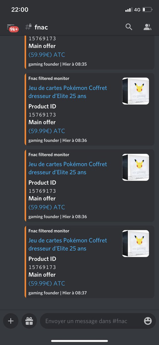 🚨Restock du coffret Pokémon Dresseur D’élites 25 ans (anniversaire) a été remis ce matin en stock chez la Fnac !

💶 Prix : 59,99€
💰 Revente : 400€

⚠️ RT ce tweet Pour avoir l’adhésion temporaire gratuite jusqu’à l’ouverture du Cook Group