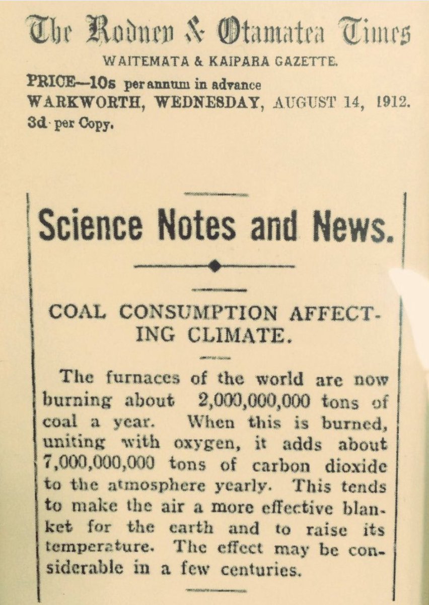 Shout out to my friends in the New Zealand media - our earliest verified story about climate change is 110 years old today.