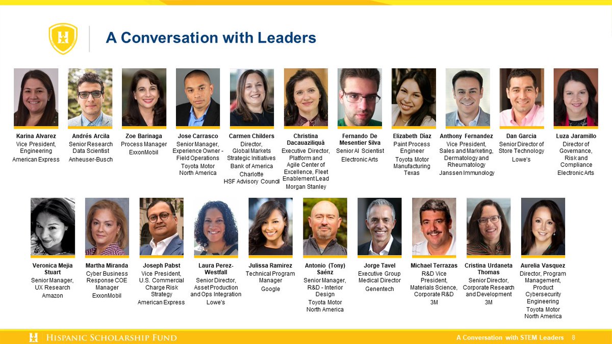 HSFNews's tweet photo. Today's "A Conversation with STEM Leaders" session allowed #STEM22 #HSFScholars to engage with leading STEM professionals from across the country. Thank you to these spectacular speakers for volunteering their time! #HSF https://t.co/6NbYtdMuMe