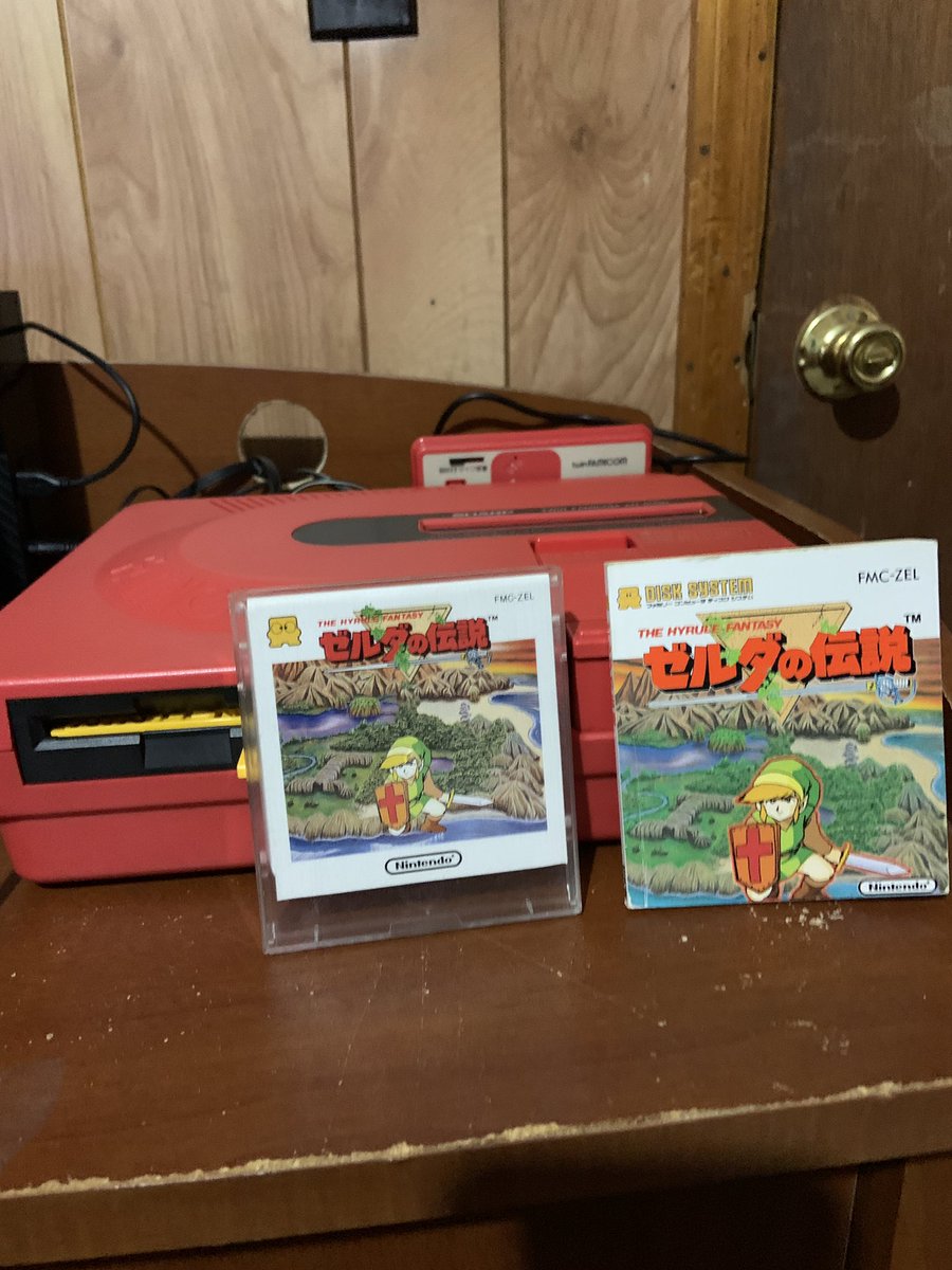 TheSmango's tweet photo. Decided to boot up the working Zelda Famicom Disk to see the original players. May their legends live on in photo evidence. #RETROGAMING #famicomdisk #zelda https://t.co/Bc2eipzxis
