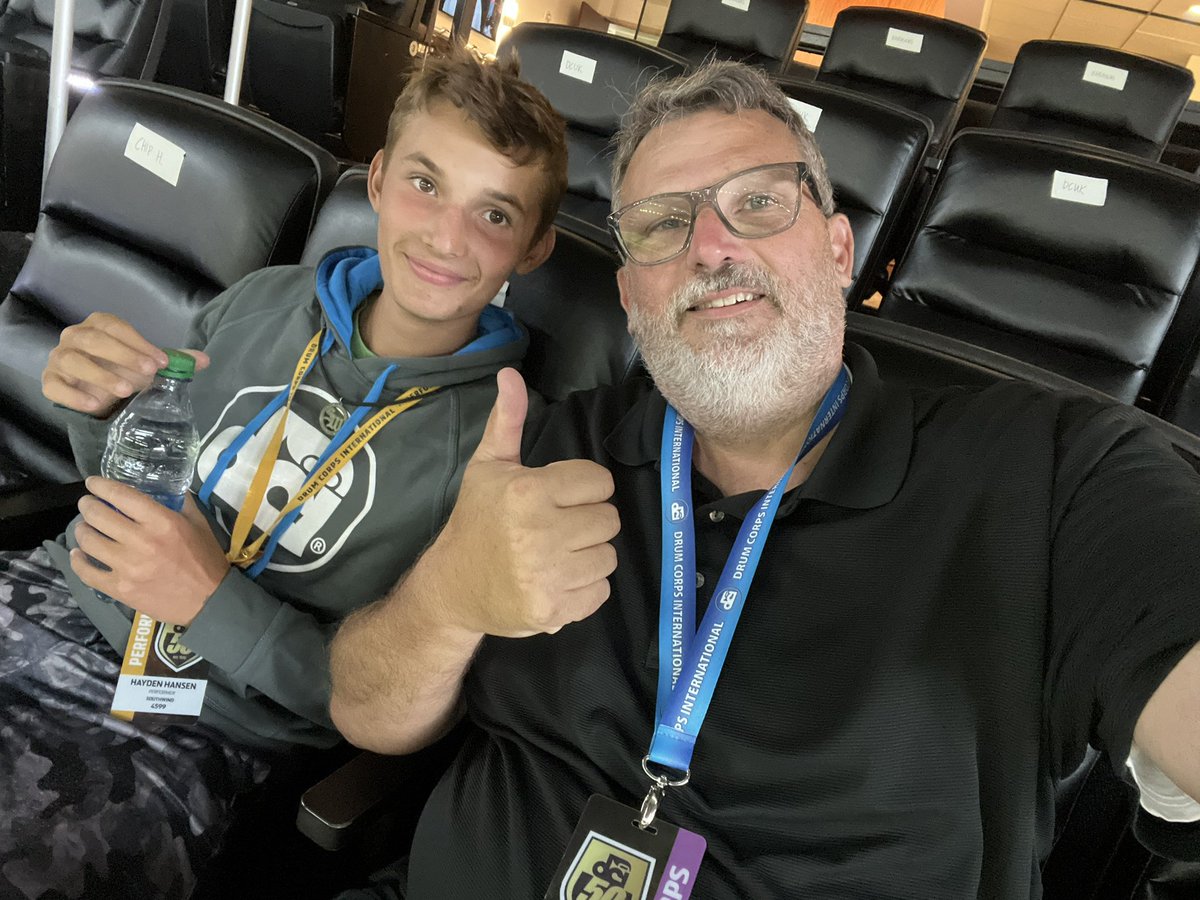 ReadyOneTakeTwo's tweet photo. #HaydenBoo and #BrassDad in the suite ready to watch some DRUM CORPS!!! #DCI2022 https://t.co/Ix9t6rpxzU