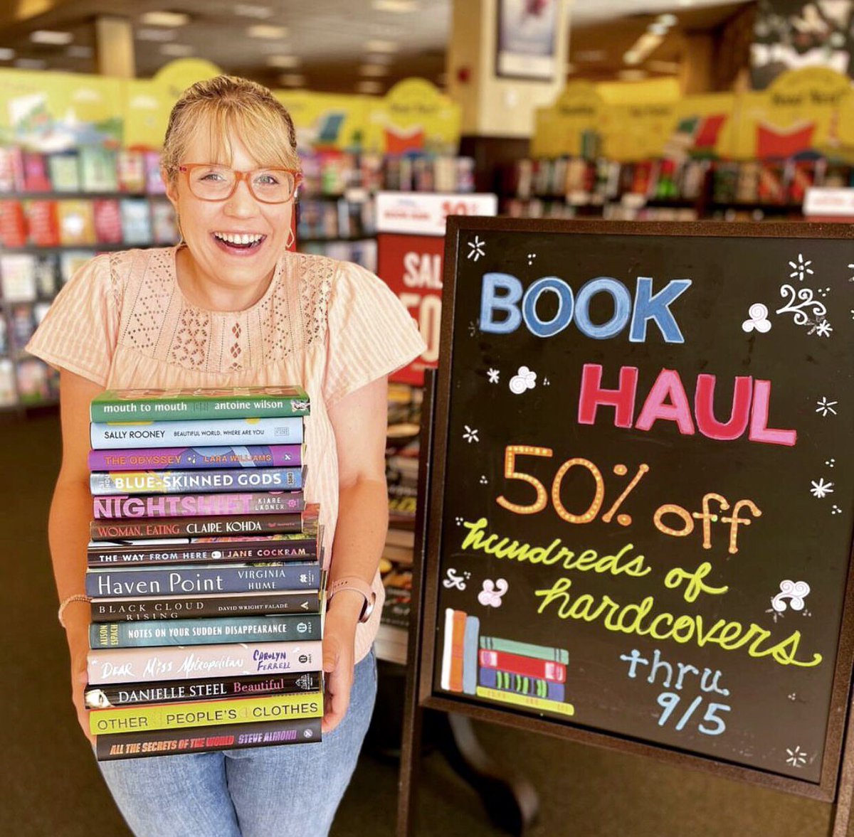 It’s Book Haul time! 50% off 100s of hardcovers + more great deals thru 9/5 👀👀