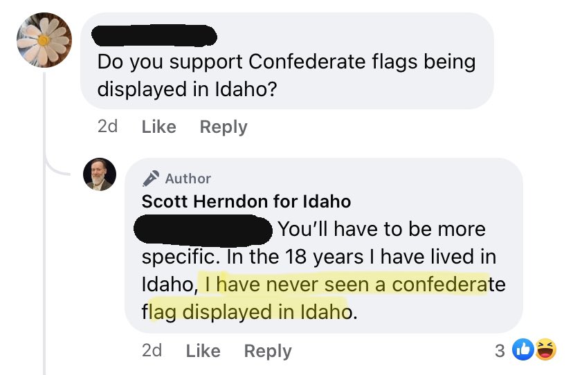 When asked if he supports confederate flags being displayed in Idaho, right wing extremist Scott Herndon responded by saying that he has “never seen a confederate flag displayed in Idaho.” Meanwhile a business hosting a fundraiser for Herndon’s campaign SELLS CONFEDERATE FLAGS.