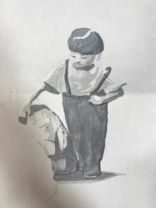 らくがきですが、裏写りの方がいい絵に見える。 