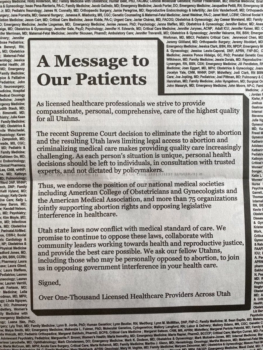 Every licensed healthcare professional who signed this letter had their own reason for doing so…but all informed by expertise, experiences and deep understanding on the complexity of patients unique situations. #AbortionIsHealthcare