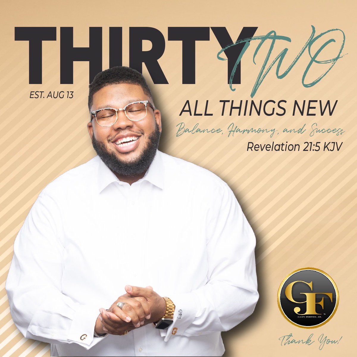 GAFJUN's tweet photo. Chapter 32: All Things New!
Est. Aug 13th ♌️🦁👑
#GAFJUN32 #13Aug90 #ThirtyNew https://t.co/ke53EHTLug