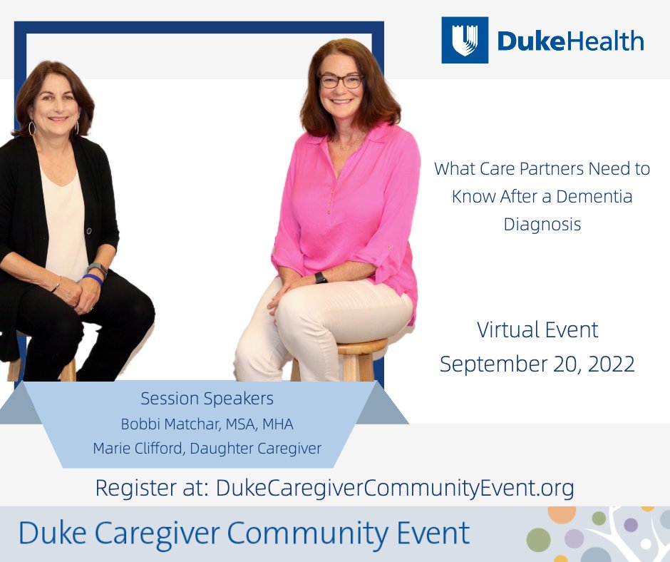 DukeHealth's tweet photo. Are you a professional caregiver or care for a loved one? #DukeCaregiverConference2022. Learn from experts &amp; connect w/ services &amp; support. Find answers &amp; resources to help you on your journey. Virtual event 9/2 - in-person 10/28. 

https://t.co/BfvF1XjS9l

@DukeHomeCare https://t.co/a0NYyQVwLu