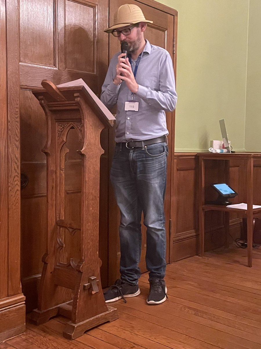Shotsblog's tweet photo. @JakeKerridge playing a suspect in the @HildasCrime #MurderMystery #MurderInGreen @sthildas_events @sarah_hilary @TraversOxf #HCFW22 https://t.co/O2RDddb7Gj