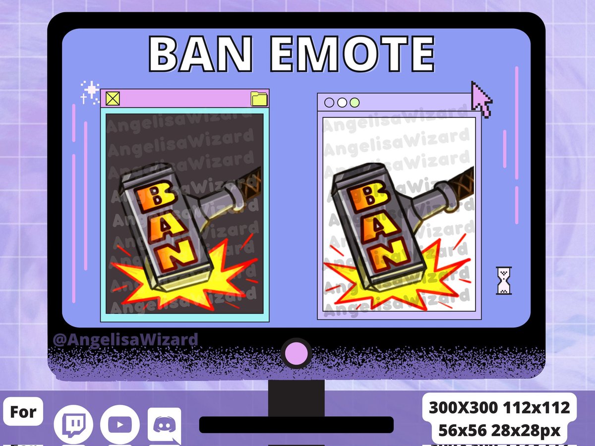 Angelisawizard's tweet photo. Made a BAN HAMMER for my #etsy shop! :D #twitchemote #subemote #twitch #emoteartist https://t.co/U0WtO83X2M https://t.co/mD7vvsZPEc