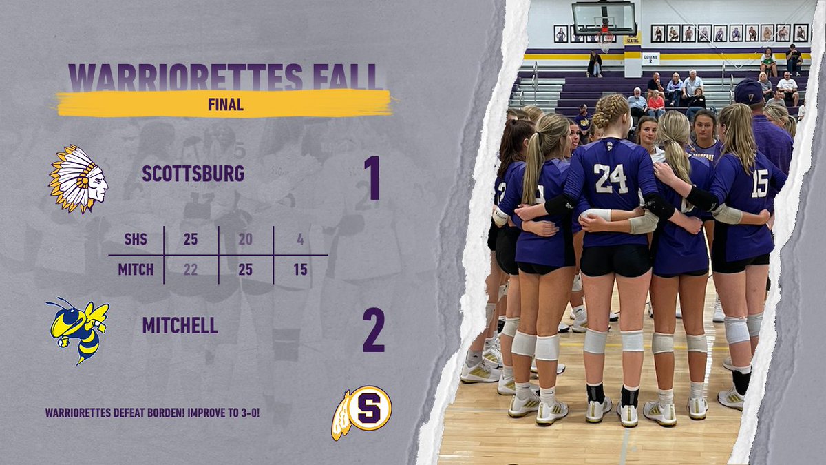 The Warriorettes fell to Mitchell 25-22, 20-25, 4-15 in the championship match of the Warriorette Invite.