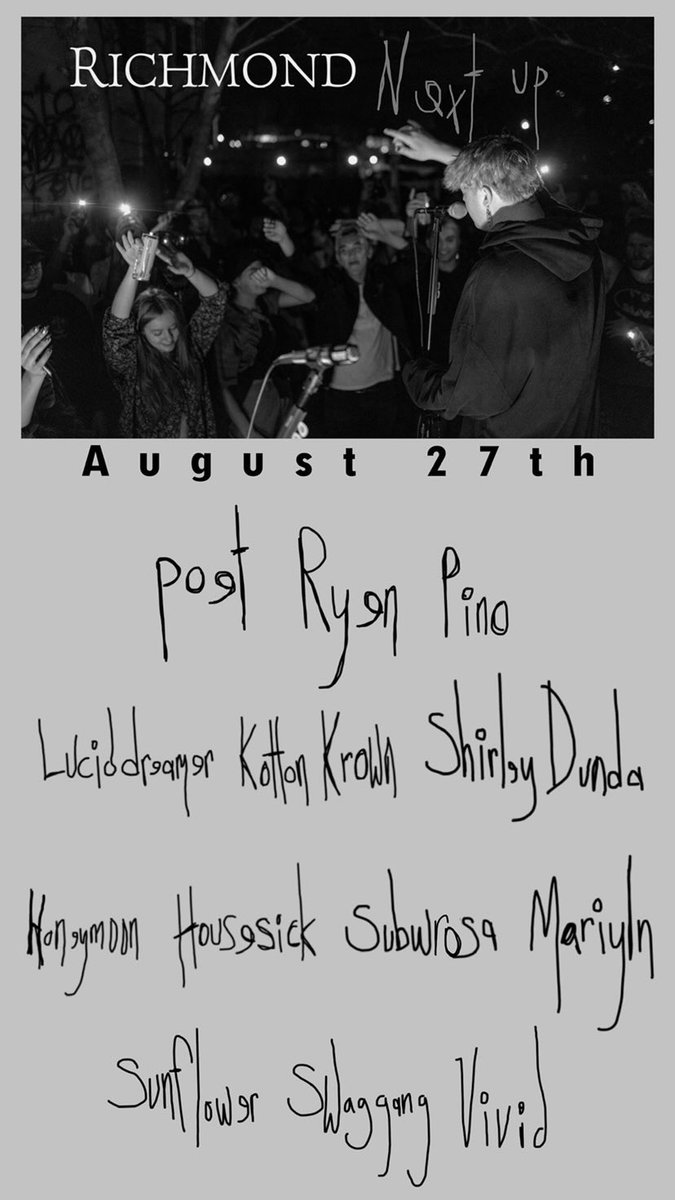 goodmorningpino's tweet photo. Headlining Aug 27th. Free entry. 313 S Laurel St. https://t.co/ZkDTCh9Yz9