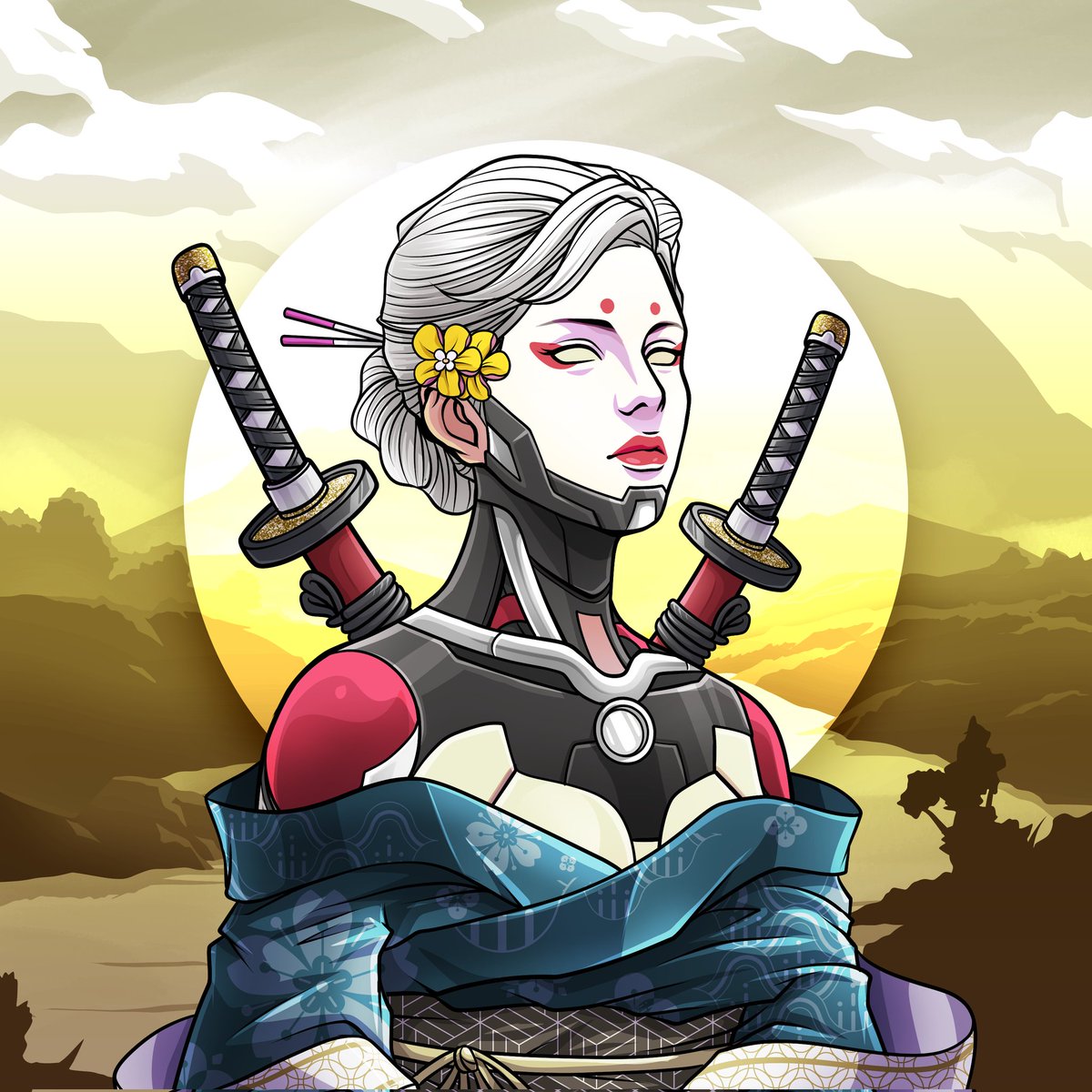 Raja99219789's tweet photo. Everyone is sleeping on this #NFT art and project. The details on these are amazing! If anime and assassins is your flavor check these out. Here's a sneak peak of what's going to be coming soon. #Avax #ETH #Shogungeisha @ShogunGeishas https://t.co/u5sivjn8Nc