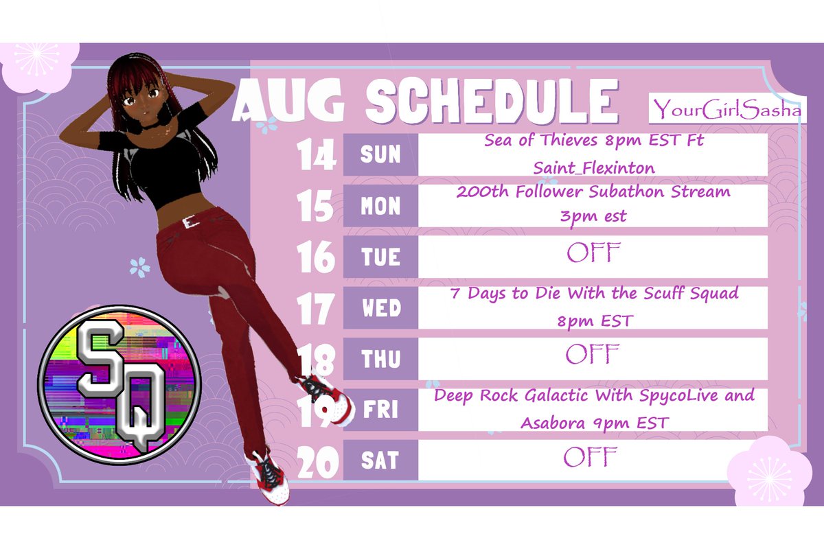 GameandGlam88's tweet photo. Ahead of the Game Posting My Schedule this week can i get a Huuuuyeaaaaaah ;) Hope to see you all in stream #discord #twitch #scuffsquad #gamergirl #streamer https://t.co/LyG8HwQ1LG
