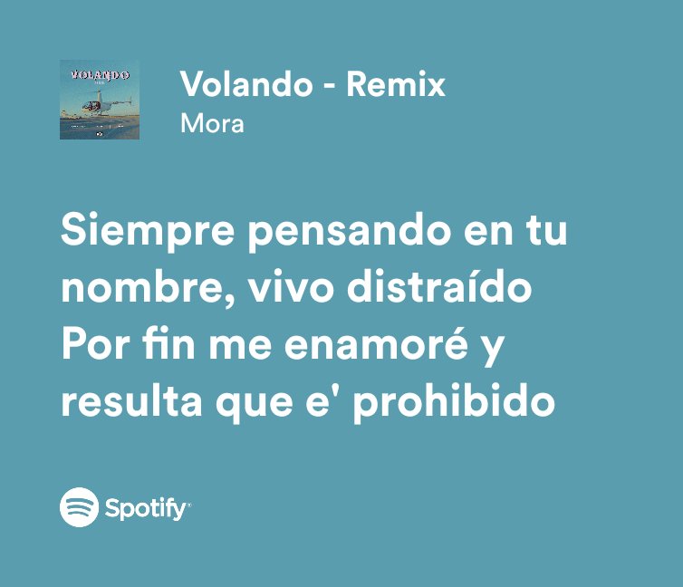 SpotifyFrasess's tweet photo. Volando - Remix | Mora, Sech, Bad Bunny https://t.co/xdeKU1OcLw