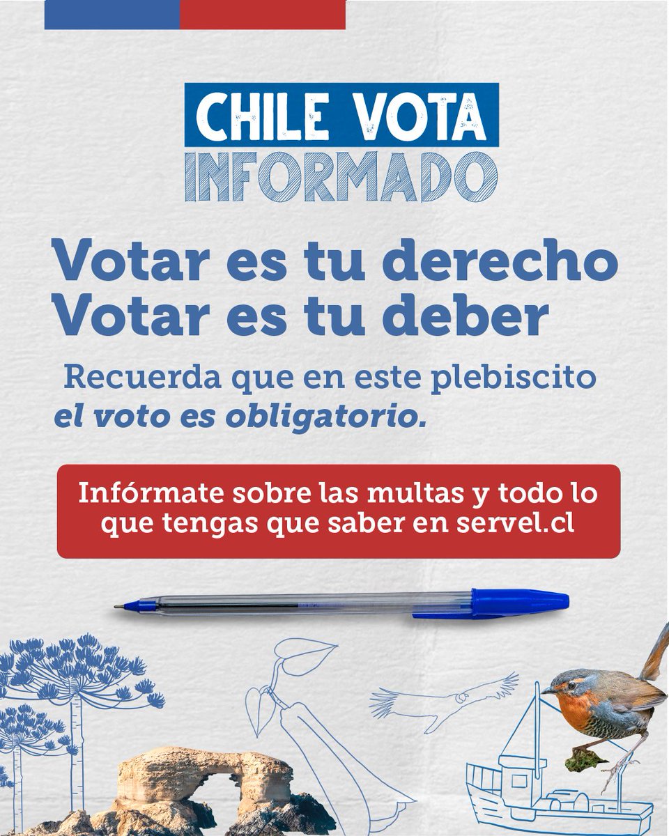 ¡No te quedes sin votar en el plebiscito del 4 de septiembre! 🗳️

Lee la propuesta de nueva Constitución en chilevotainformado.cl, porque cuando votamos informadas e informados, votamos con total libertad 🙌🏼 #ChileVotaInformado