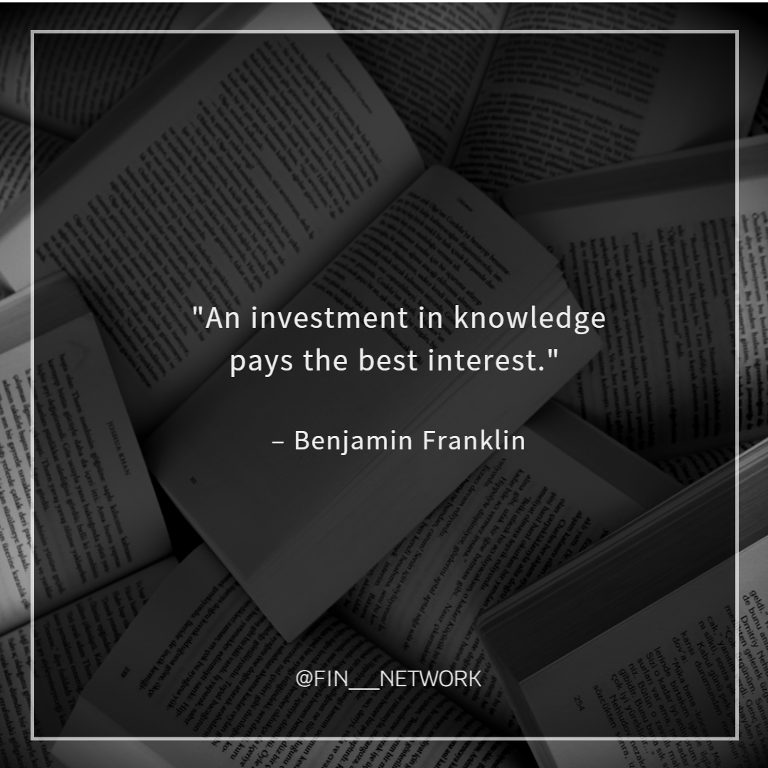 FIN__Network's tweet photo. An investment in knowledge pays the best interest. – Benjamin Franklin
Never underestimate the knowledges you have learned the hard way. They might change your life and even change your life. Money can't do that.
#quoteoftheday #FinNetwork  #inspirationalquote #motivationalquote https://t.co/2F8cq56zl9