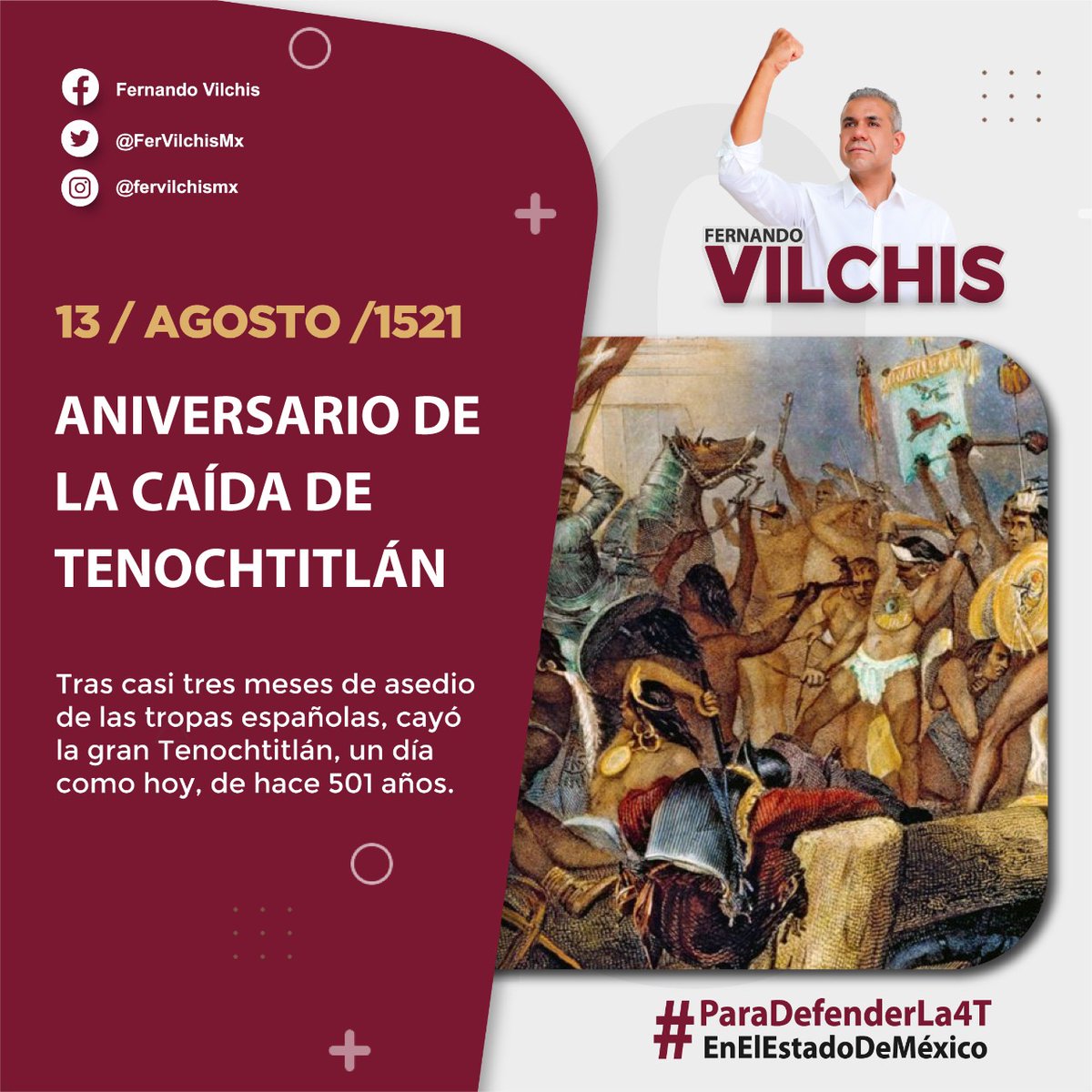 FerVilchisMx's tweet photo. #Enseñanza | La caída del más grande imperio precolombino significó el fin de una etapa histórica, la cual nos deja múltiples pasajes llenos de grandes muestras de valentía de nuestros ancestros.
#Tenochtitlán https://t.co/wRcbV7c77s