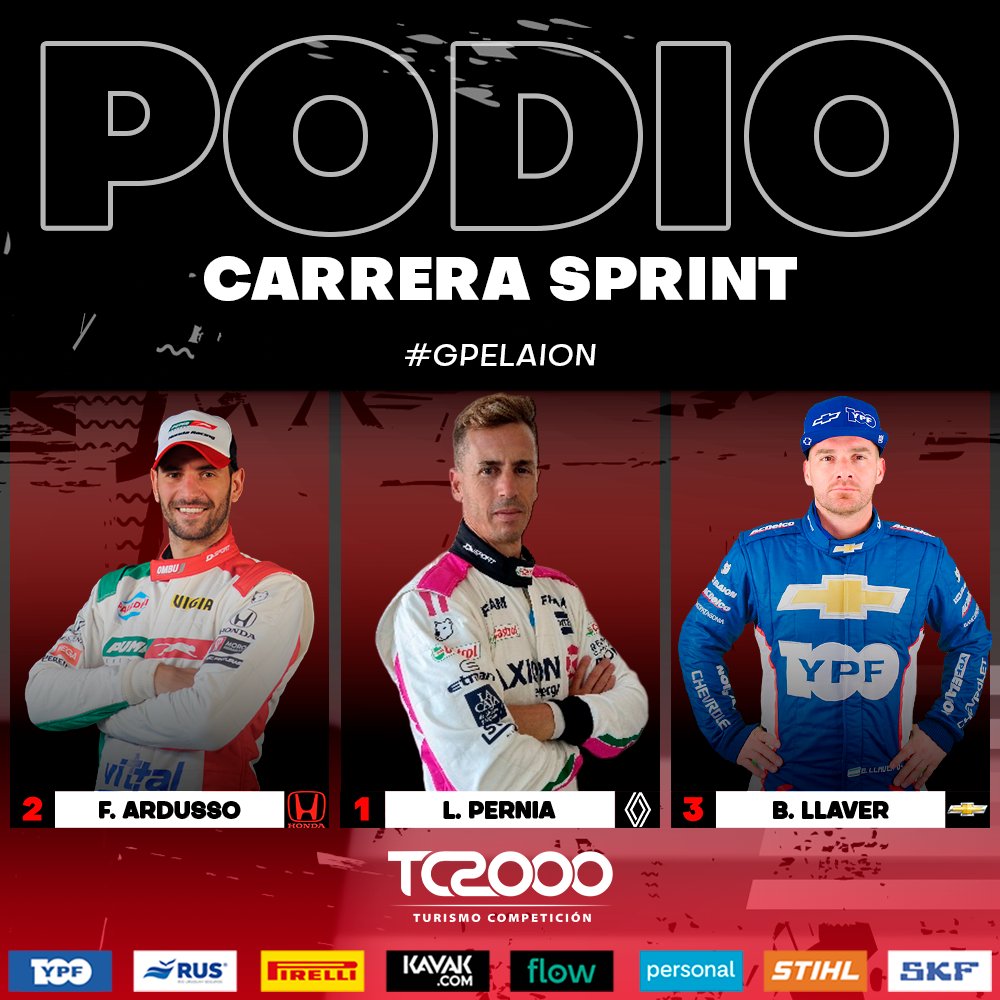 SuperTC2000's tweet photo. Podio Sprint ⚡ en el #GPELAION

🥇 @leonelpernia
🥈 @FacundoArdusso
🥉 @BerniLlaver https://t.co/1v2VbfiN5c