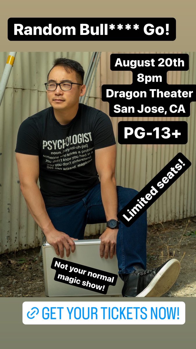 Show happening at the <a href="/dragon_theatre/">Dragon Theatre</a> 

Get tickets now cause limited seating: fredleemind.com 

#fredleemind #magic #comedy #improv #magician #bayarea #sanjose #california #norcal #usa #amazing #best #awardwinning #legend #mastermind #live #event