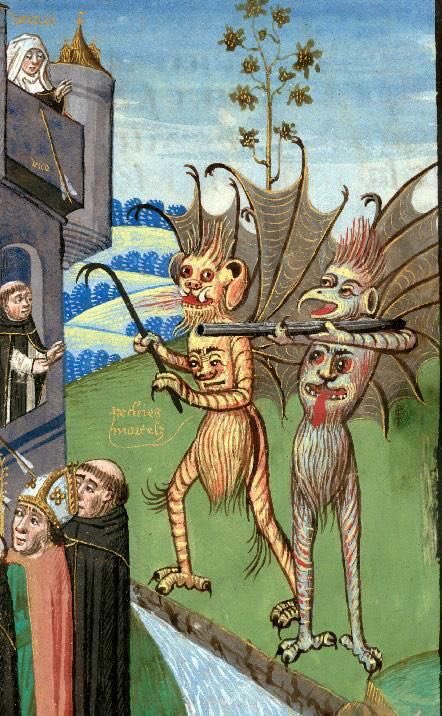 Medieval art: gun-carrying demons