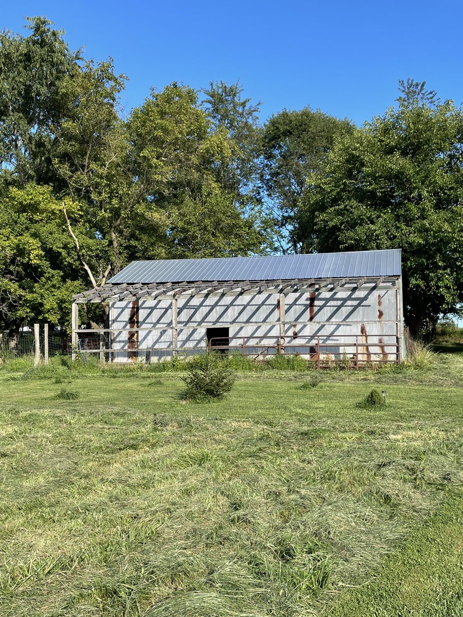 Barb4Hmom's tweet photo. “Field of Dreams”- Brilliant sun, smells of fresh cut pasture, low humidity- #IsThisHeaven?  Yes it’s #GlennFamilyFarm!  (Project # 32 roof extension at old barn ….#RetirementRules ) https://t.co/FqFAYEQhhb