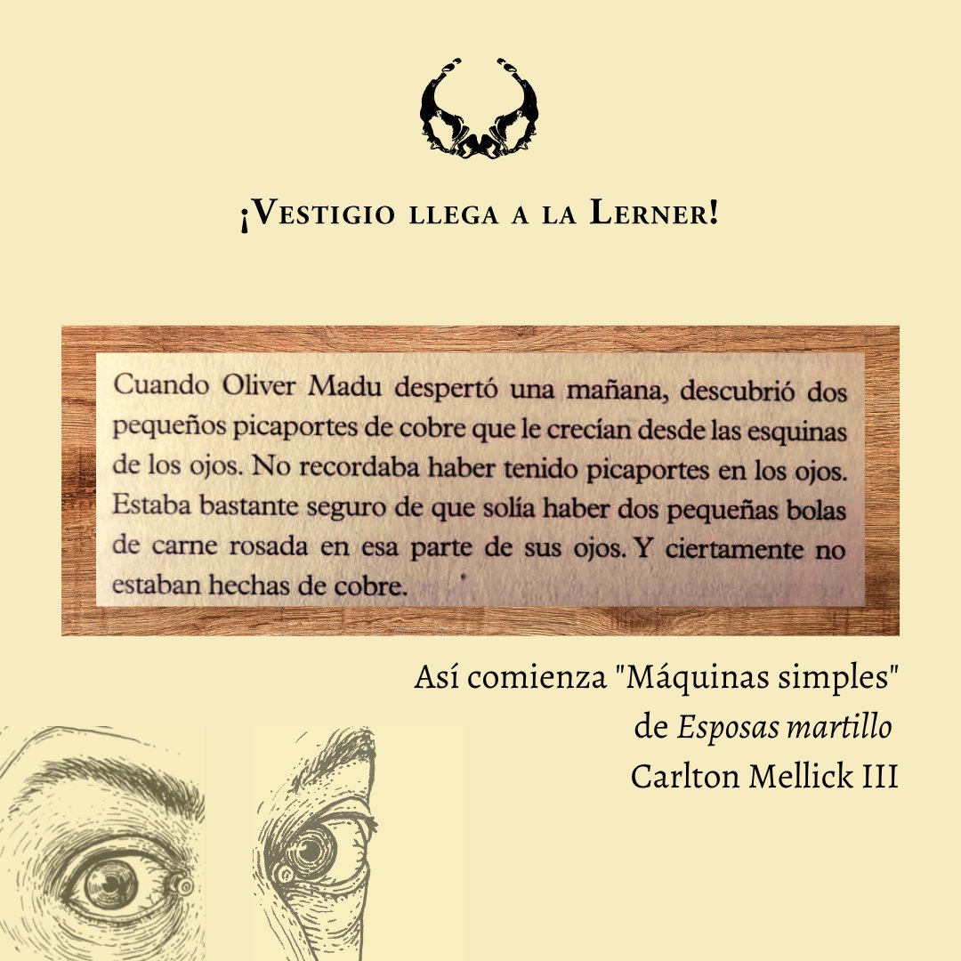 Libreria_LERNER's tweet photo. Picaportes en los ojos, océanos de insectos y mujeres con cabezas de martillo: «Esposas Martillo» de @CarltonMellick3, autor de nuestra editorial independiente del mes: @EVestigio

Traducción: Diego Cepeda, Daniel Zorrilla 
Ilustraciones: Isabella Londoño

https://t.co/QF4bO3h0Dz https://t.co/rrnV280eJh