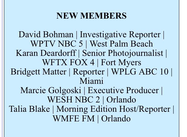 KaranDeardorff's tweet photo. Humbled and honored to be chosen to be a part of this board. 
Florida Association if Broadcast Journalists
#FABJ https://t.co/CV8JjNgpkH