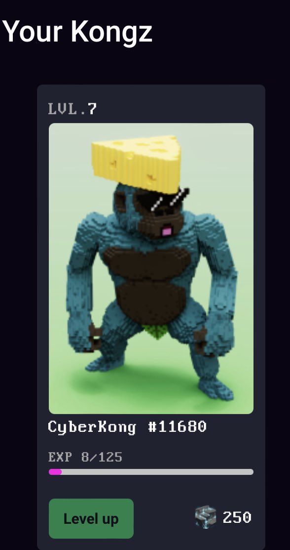 8 more levels to go 🔥 <a href="/CyberKongz/">CyberKongz</a>