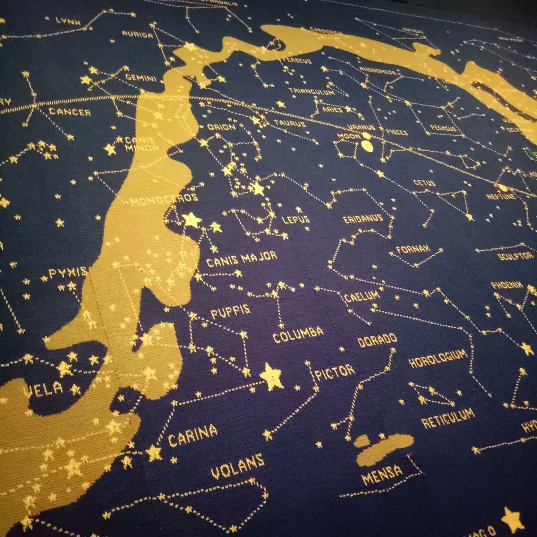 Got to see <a href="/HeartOfPluto_/">Heart of Pluto</a> amazing 'Stargazing' #machineknit light up star map yesterday. Brilliant #knitting and technical geekery at work #HandmadeUniverse #StateLibraryVictoria