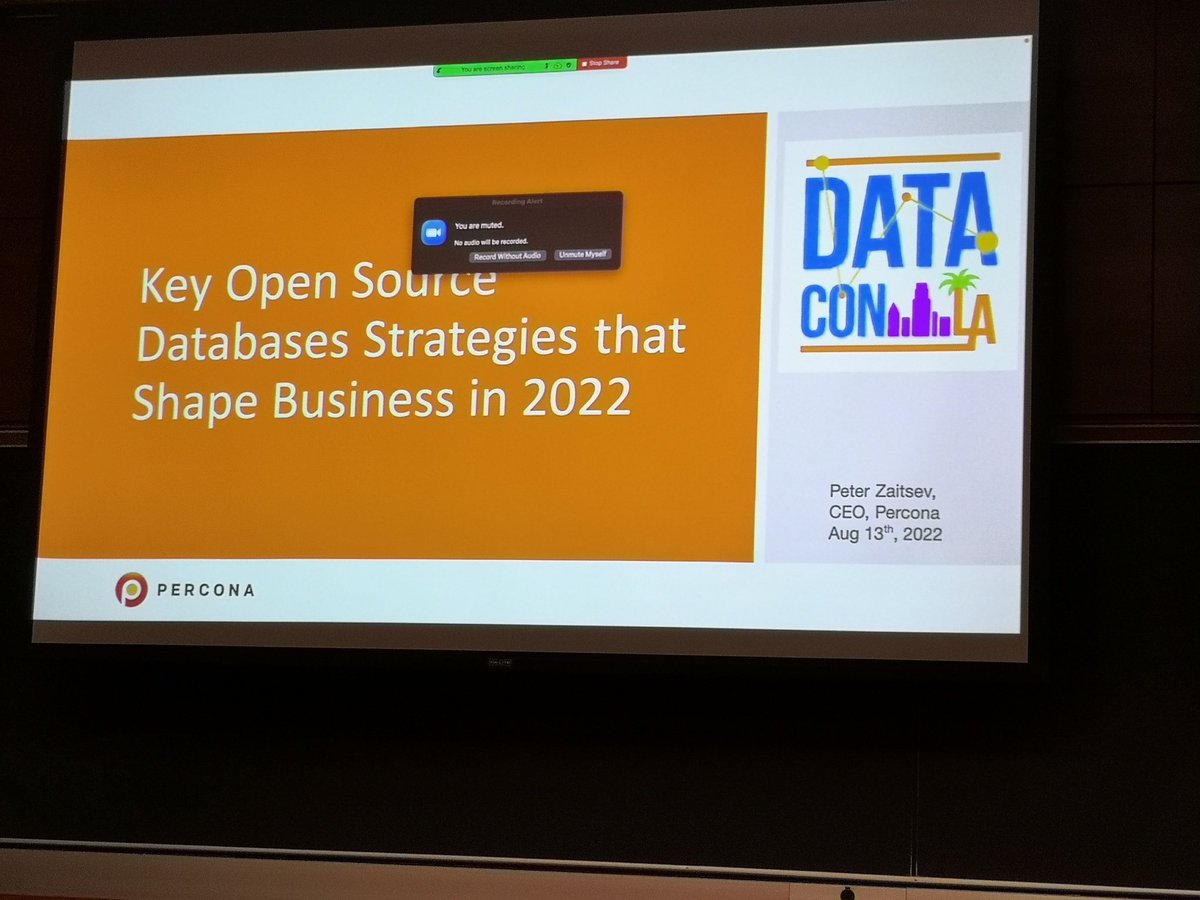 stolze's tweet photo. Now open-source db session with Percona CEO Peter Zaitsev! @dataconla https://t.co/rLlBaMEaMc