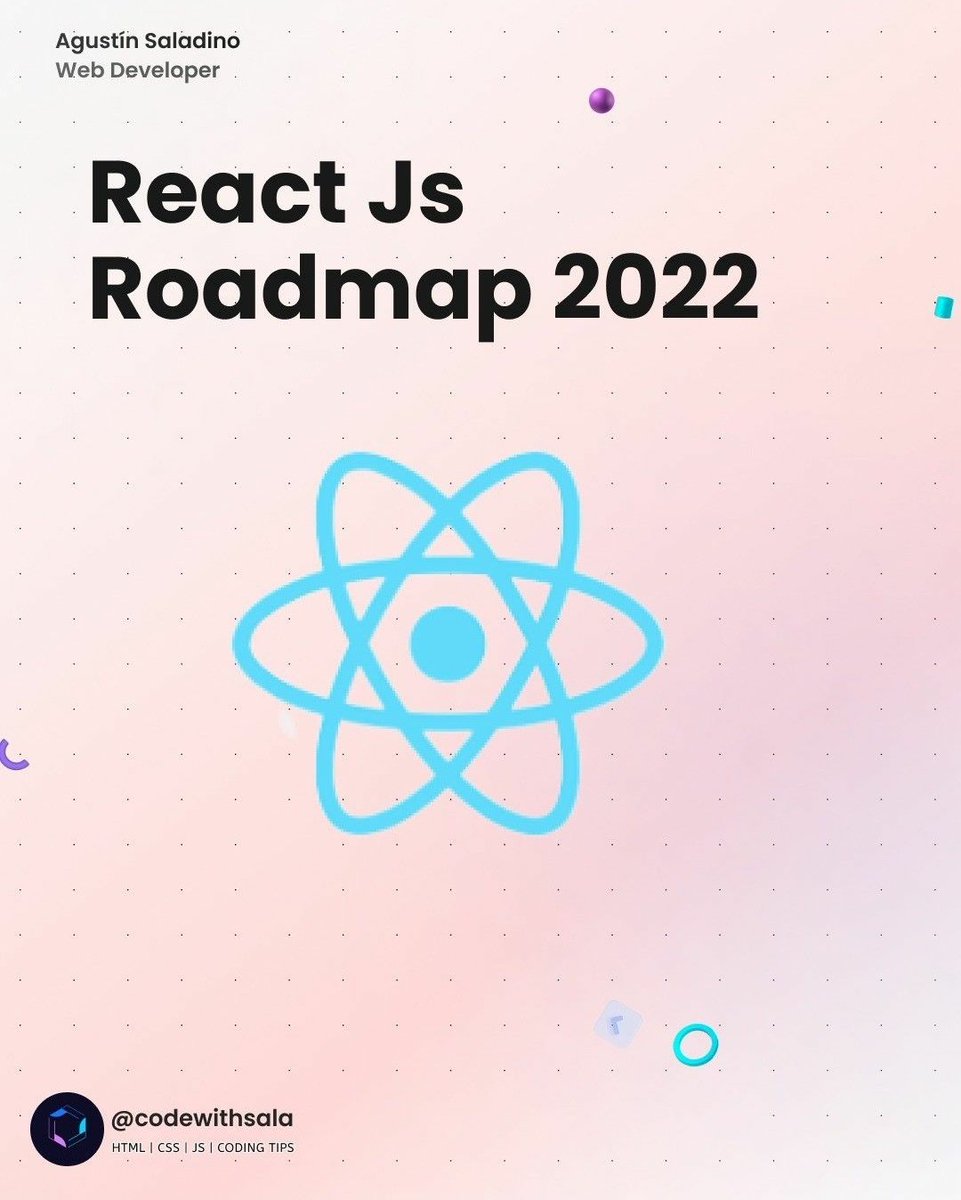 codewithsala's tweet photo. Cómo saben estoy la etapa de aprender #reactjs y por eso les traigo el roadmap en el que me estoy basando para aprender. Recuerden siempre poner en práctica todo, de nada sirve verlo y no ponerlo a prueba. Espero les guste ❤️ https://t.co/fDS5lbkC7L