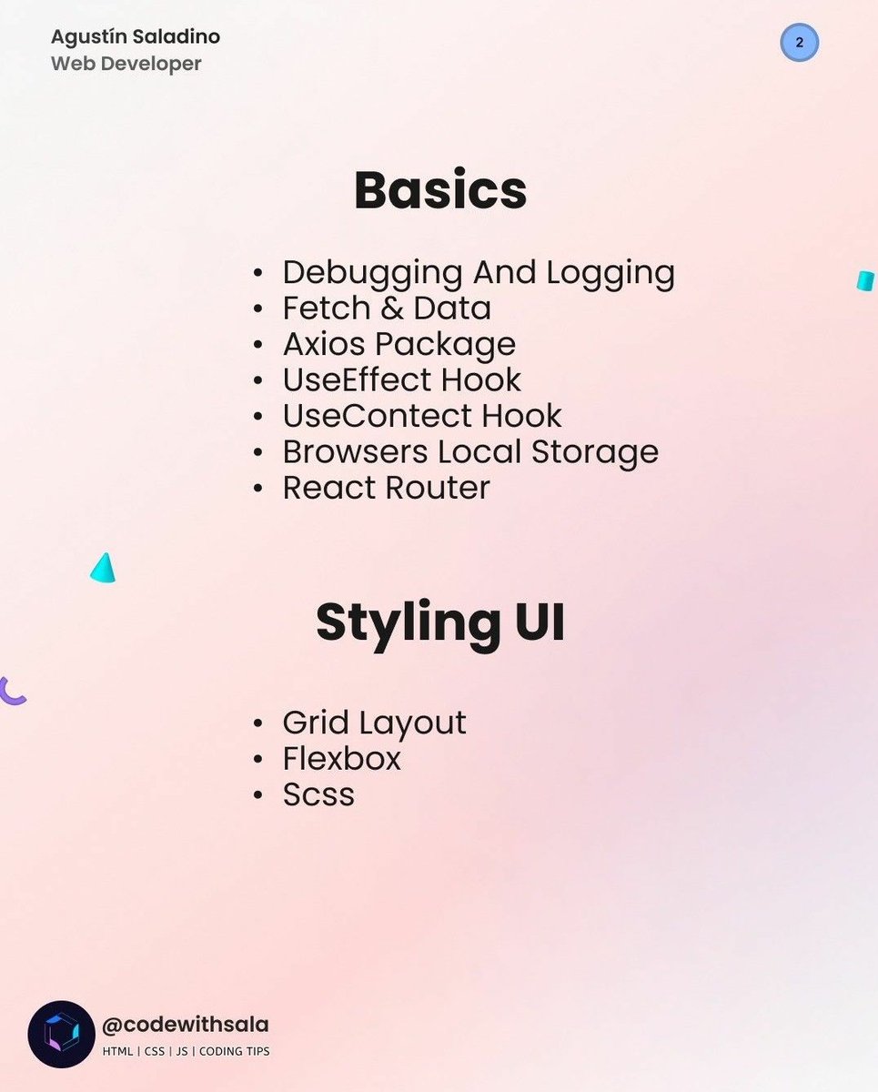 codewithsala's tweet photo. Cómo saben estoy la etapa de aprender #reactjs y por eso les traigo el roadmap en el que me estoy basando para aprender. Recuerden siempre poner en práctica todo, de nada sirve verlo y no ponerlo a prueba. Espero les guste ❤️ https://t.co/fDS5lbkC7L