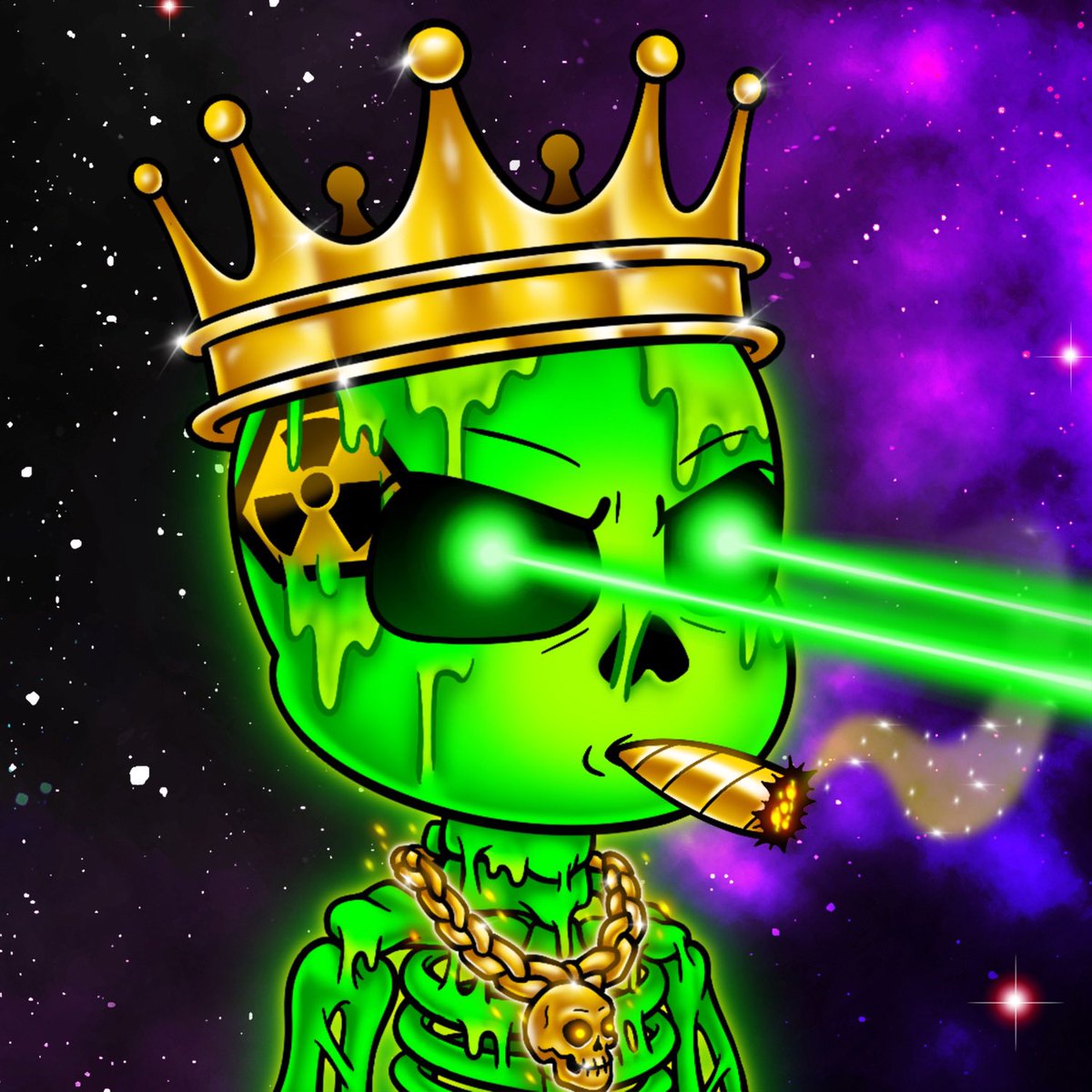 SpaceSkellies's tweet photo. 👑 Radioactive, Gold Crown, Gold Skull, Gold Cigar, Laser Green! 💫 https://t.co/IqOoc9diMa