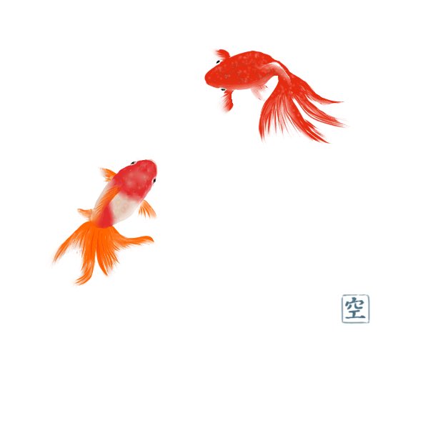 「団扇には先日載せた二年前の金魚を再利用。エコです 」|空のイラスト