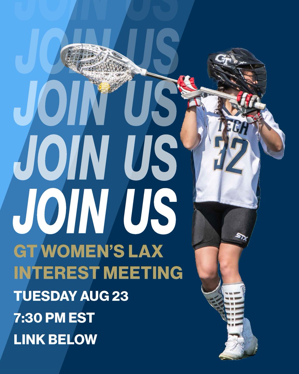 GaTechWLax's tweet photo. Welcome back yellow jackets!! We are starting the new season off strong with an informational meeting via Microsoft room on Tuesday, August 23rd at 7:30 EST. Whether you've played for years or want to get out of your comfort zone, everyone is welcome to join! Link in comments :) https://t.co/Epdf2Ev3dn